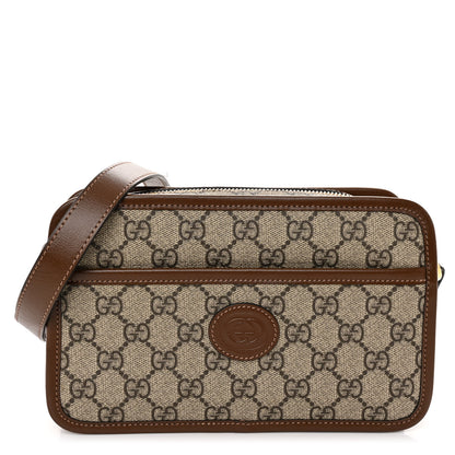 Gucci GG Supreme Monogram Azalea Calfskin Mini Retro Interlocking G Shoulder Bag Beige Ebony Brown Sugar 1 of 9