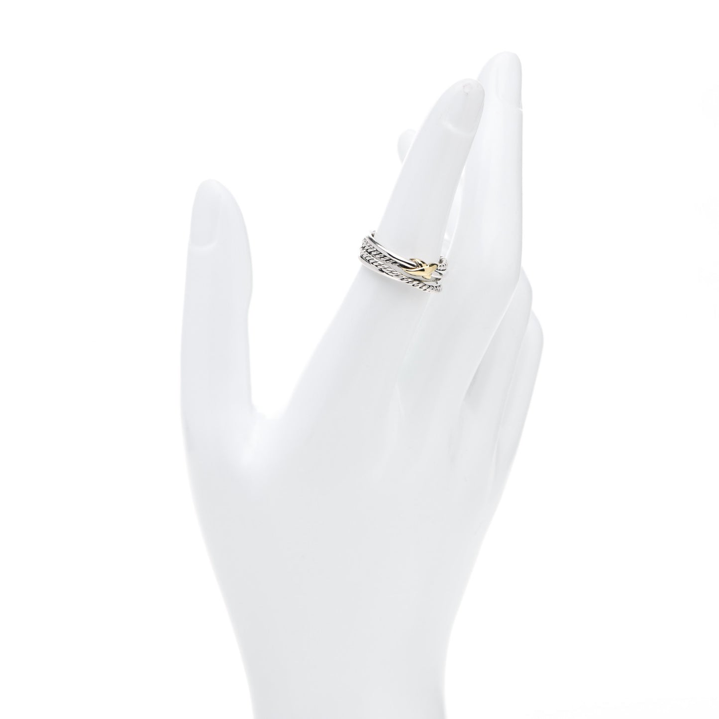 Sterling Silver 18K Yellow Gold 6mm X Crossover Ring 53 6.25