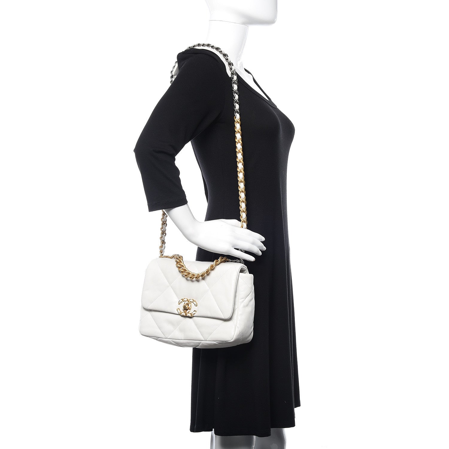 Chanel Lambskin Quilted Medium 19 Flap White 2 of 10
