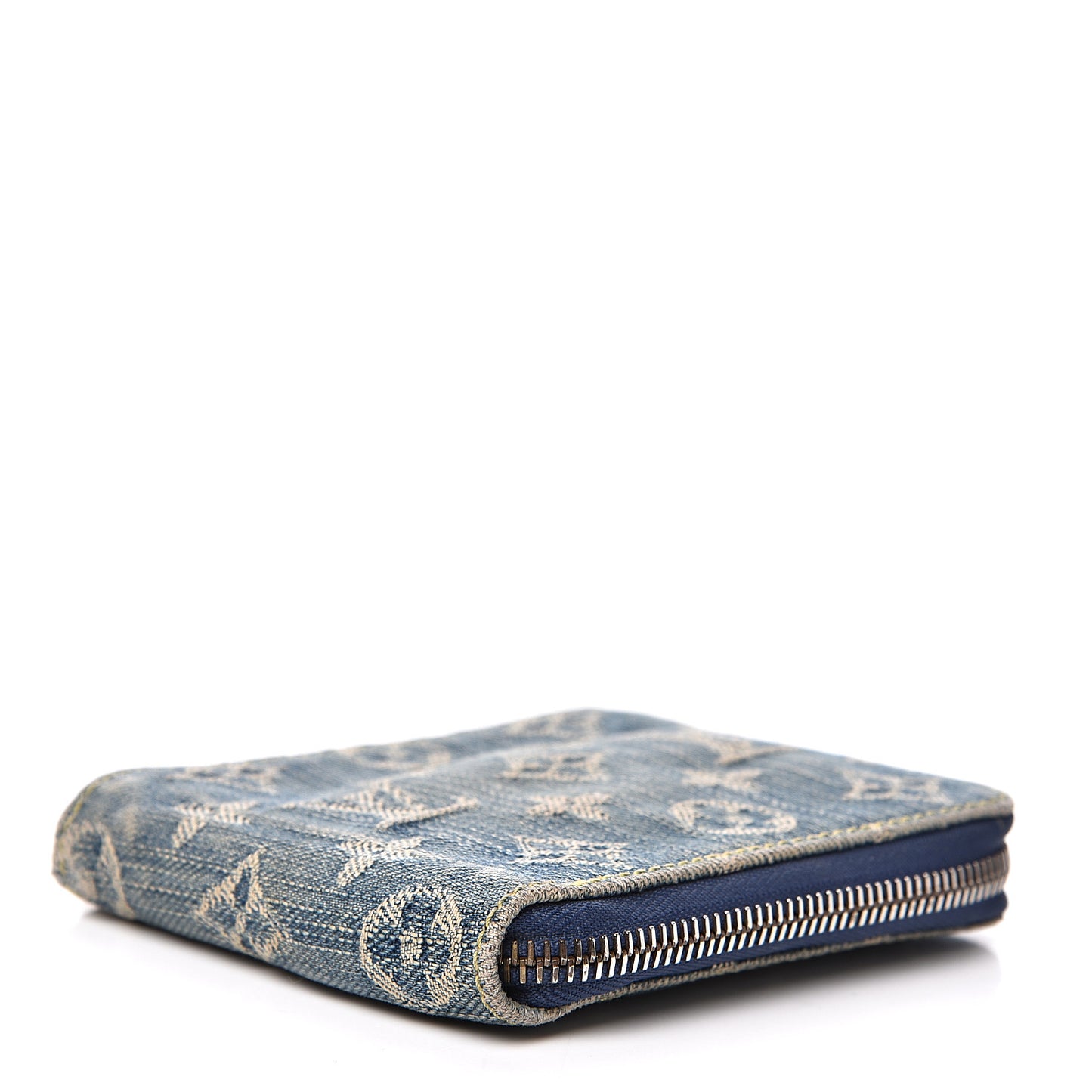 Denim Zip Compact Wallet Blue