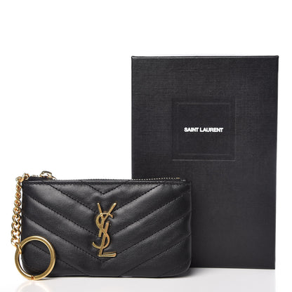 Saint Laurent Calfskin Matelasse Monogram Key Pouch Black 8 of 8