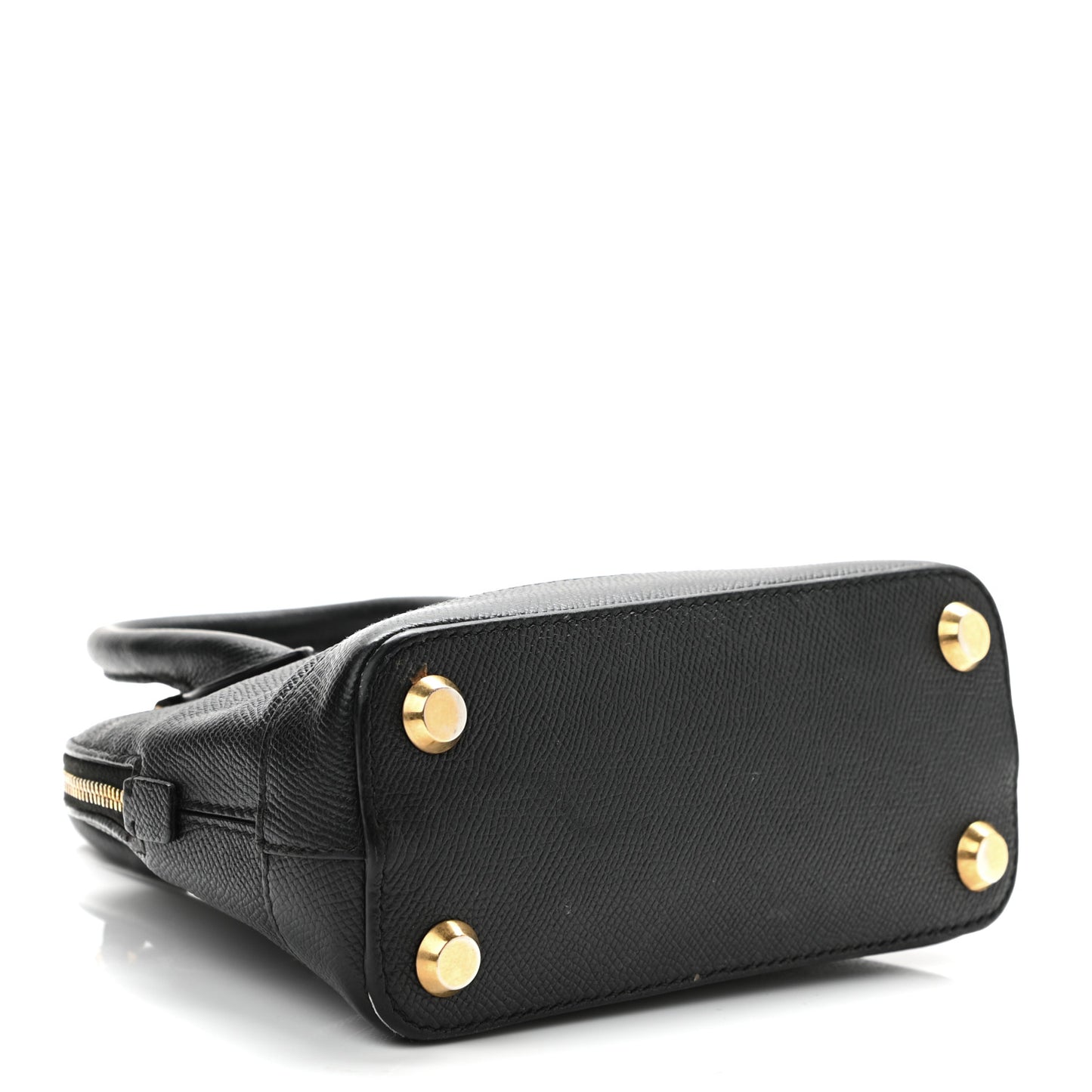 Signature Grained Calfskin XXS Ville Top Handle Bag Black White