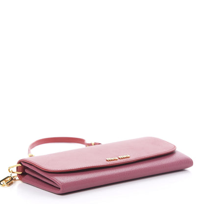 Miu Miu Goatskin Madras Bicolor Wallet On Chain Fuoco Bruyere 4 of 12