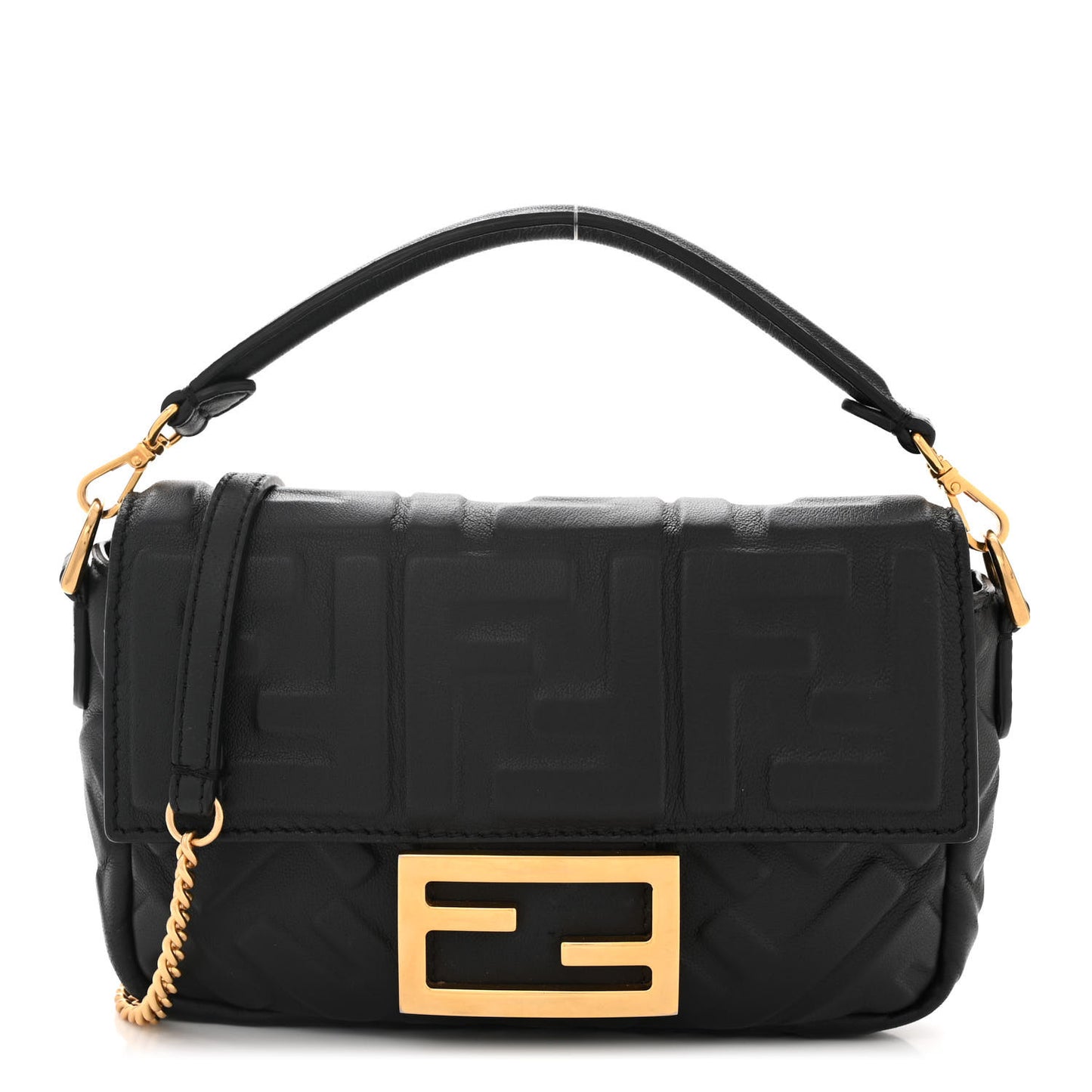 Nappa FF 1974 Embossed Mini Baguette Black
