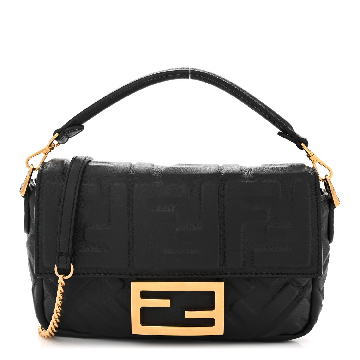 Fendi Nappa FF 1974 Embossed Mini Baguette Black 1 of 10