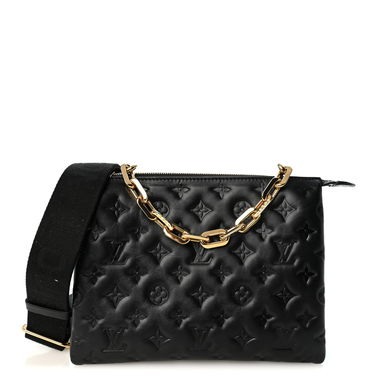 Lambskin Embossed Monogram Coussin PM Black