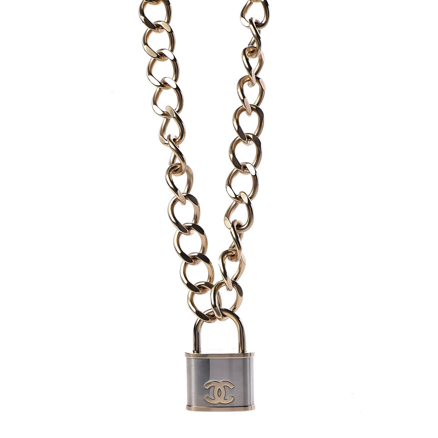 CC Oversized Padlock Necklace Gold Silver