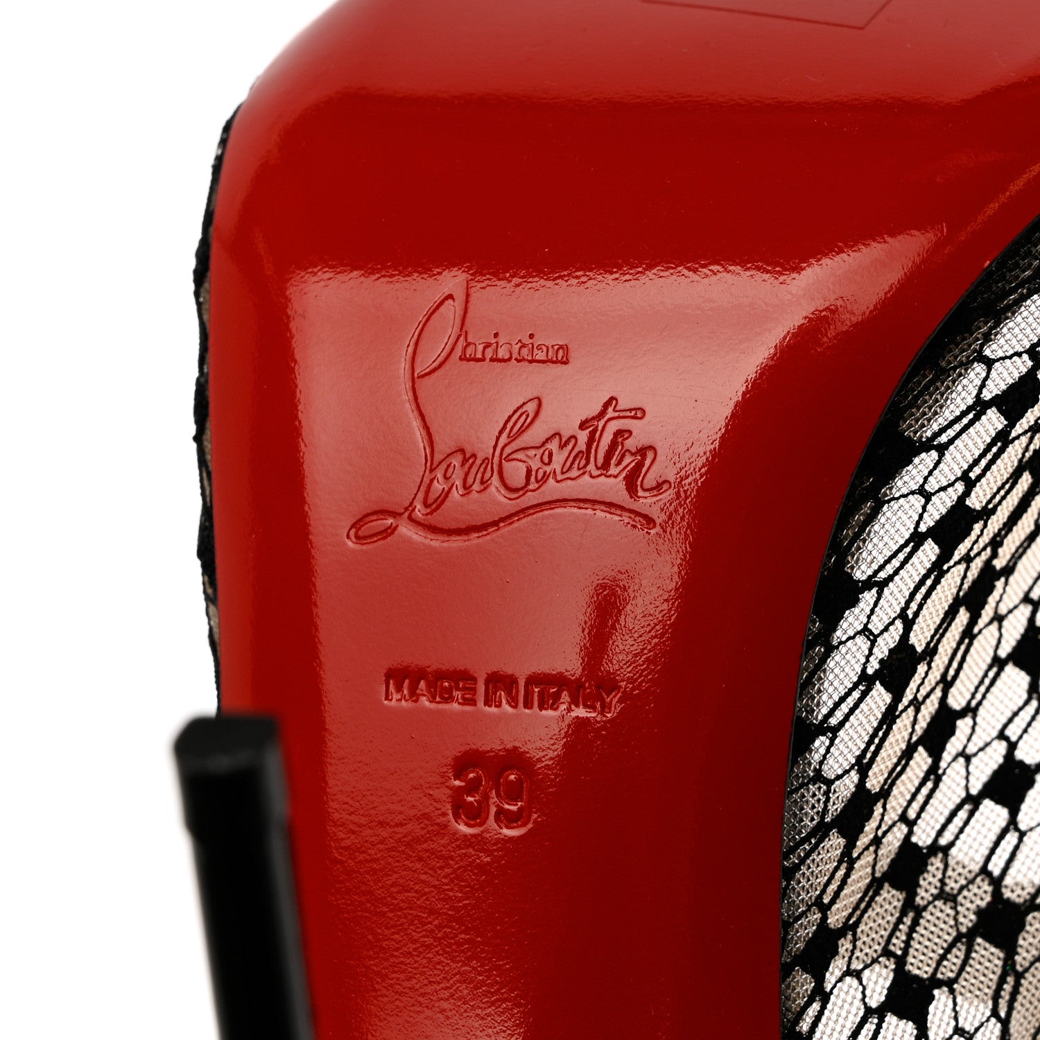Christian Louboutin Patent Fishnet Lace Directoire 100 Pumps 39 Version Black 7 of 8