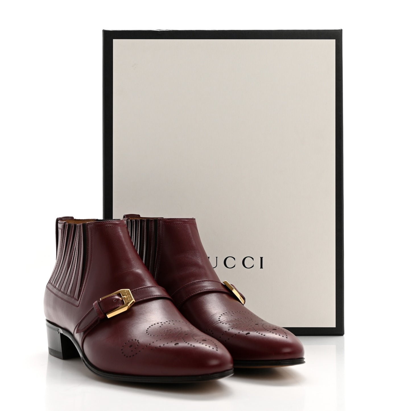 New Waxed Calfskin Mens G Medallion Toe Ankle Boots 8.5 Red Bordeaux