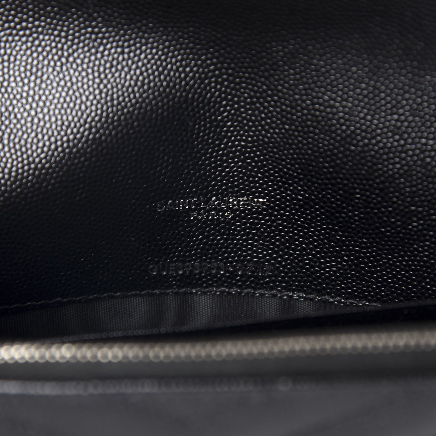 Grain De Poudre Matelasse Chevron Monogram Envelope Chain Wallet Black