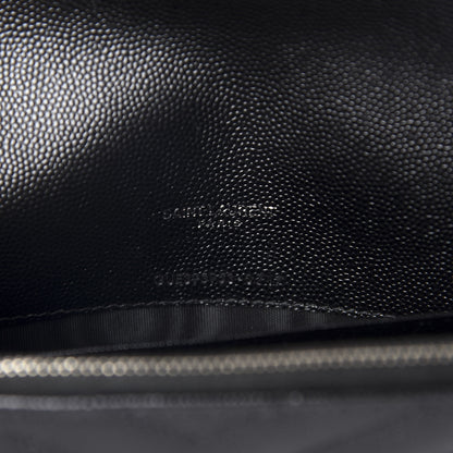 Saint Laurent Grain De Poudre Matelasse Chevron Monogram Envelope Chain Wallet Black 9 of 11