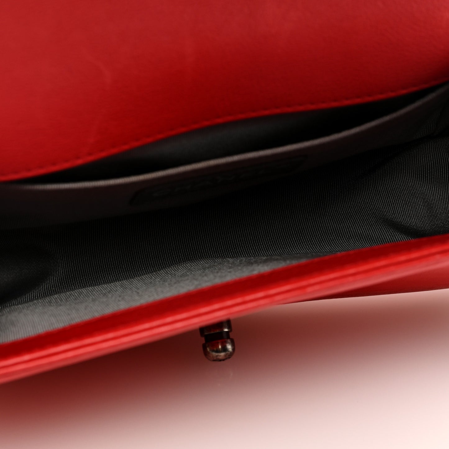Calfskin Double Stitch Small Boy Flap Red