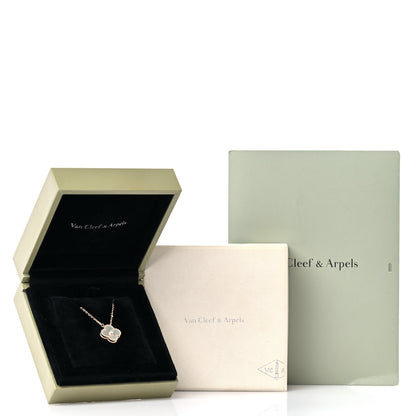 Van Cleef & Arpels 18K Rose Gold Diamond Mother of Pearl Vintage Alhambra Pendant Necklace 6 of 6