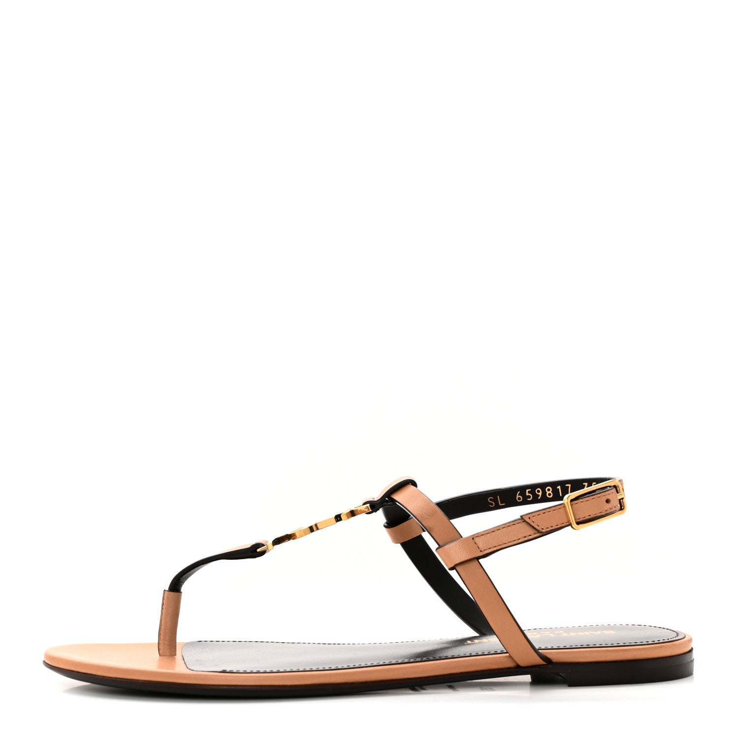 Saint Laurent Calfskin Cassandra Monogram Sandals 35 Gold Brown 1 of 13