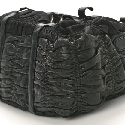 Prada Tessuto Nylon Nappa Braided Gaufre Shopping Satchel Black 8 of 10