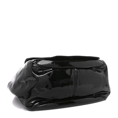 Chanel Patent Tweed Camellia Petals Large Flap Black 4 of 11
