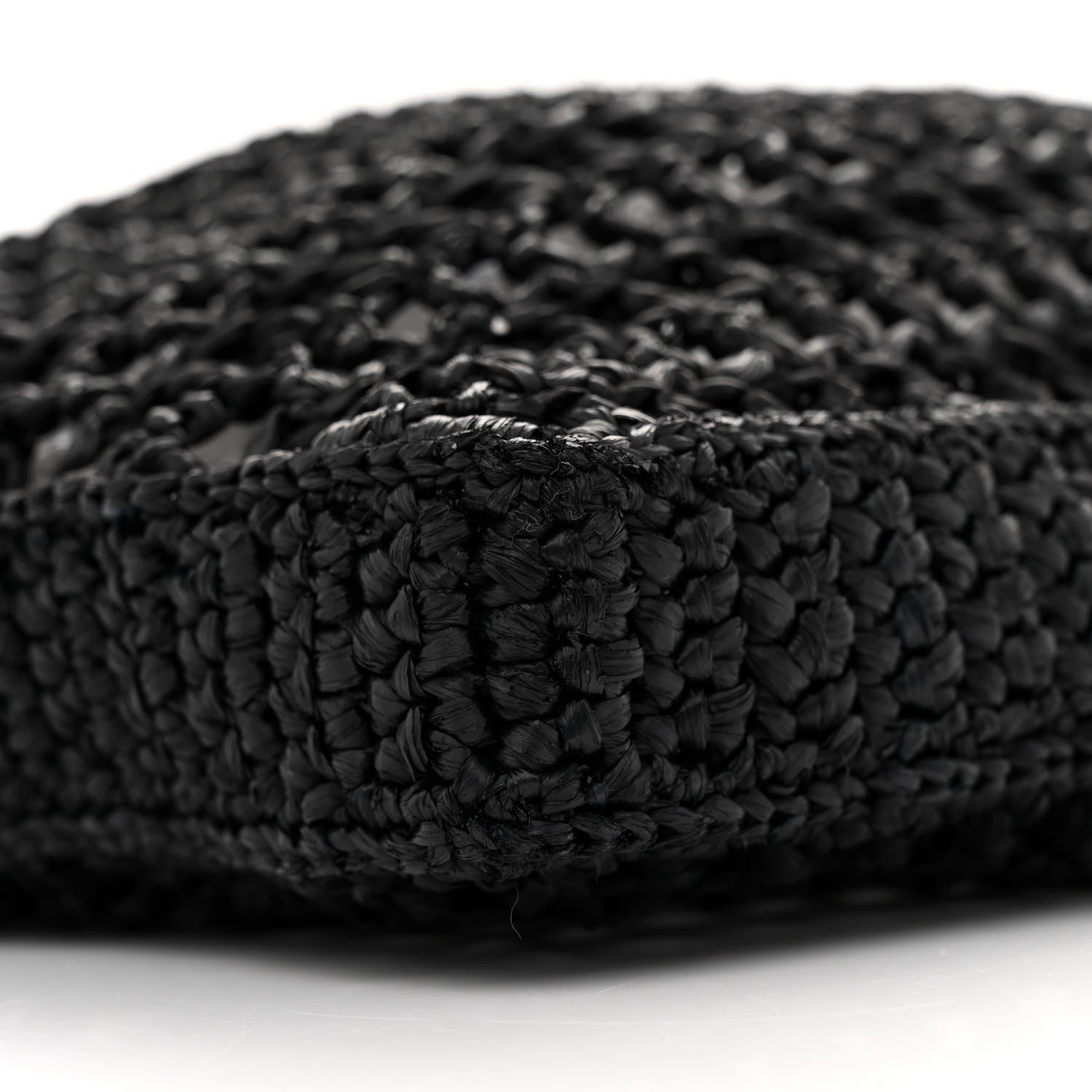 Prada Yarn Raffia Effect Crochet Logo Embroidered Tote Bag Black 8 of 9