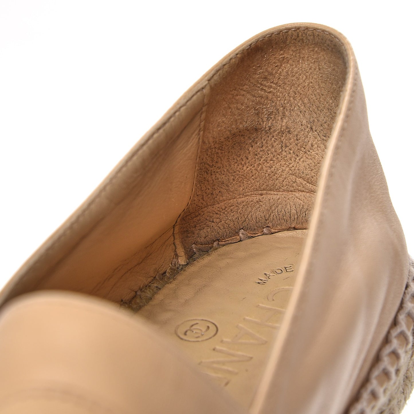 Lambskin Canvas Cap Toe CC Espadrilles 41 Beige Black