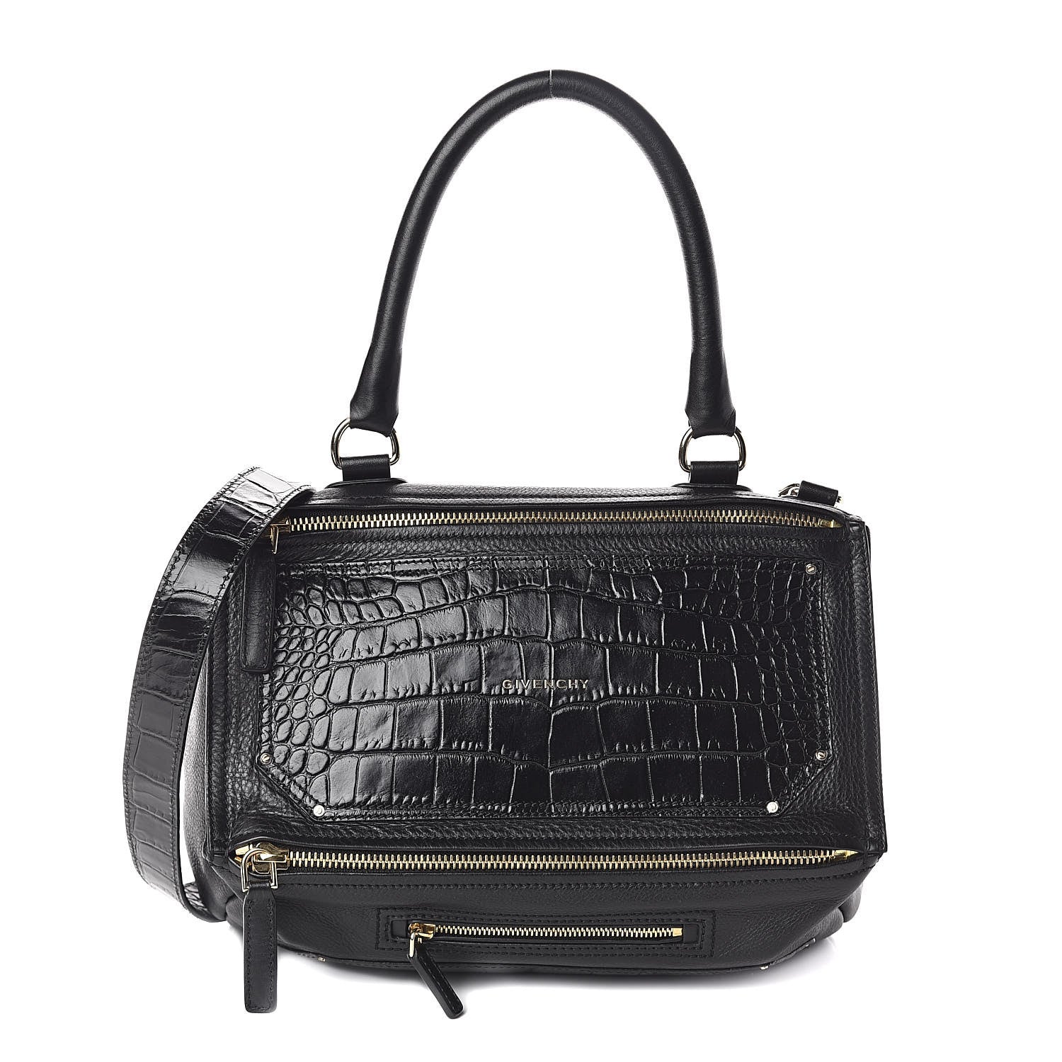 Givenchy Calfskin Crocodile Embossed Medium Pandora Black 1 of 9