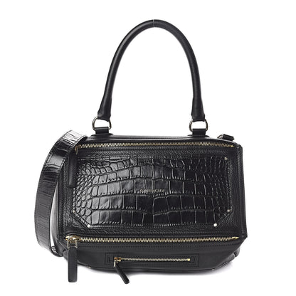 Givenchy Calfskin Crocodile Embossed Medium Pandora Black 1 of 9