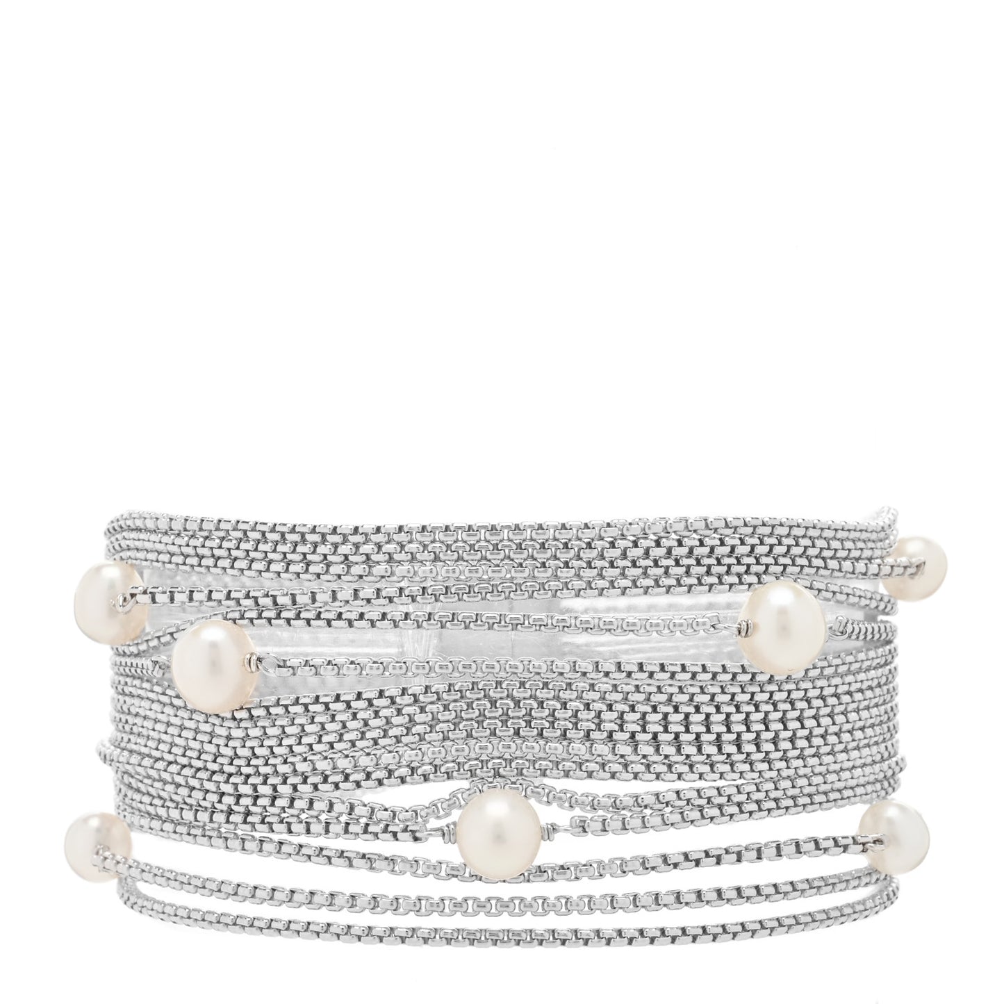 Sterling Silver Pearl Sixteen-Row Chain Bracelet