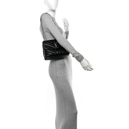 Saint Laurent Calfskin Y Quilted Monogram Small Loulou Chain Satchel Black 2 of 14