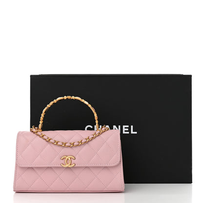 Chanel Lambskin Enamel Quilted Top Handle Flap Phone Holder With Chain Pink 11 of 11