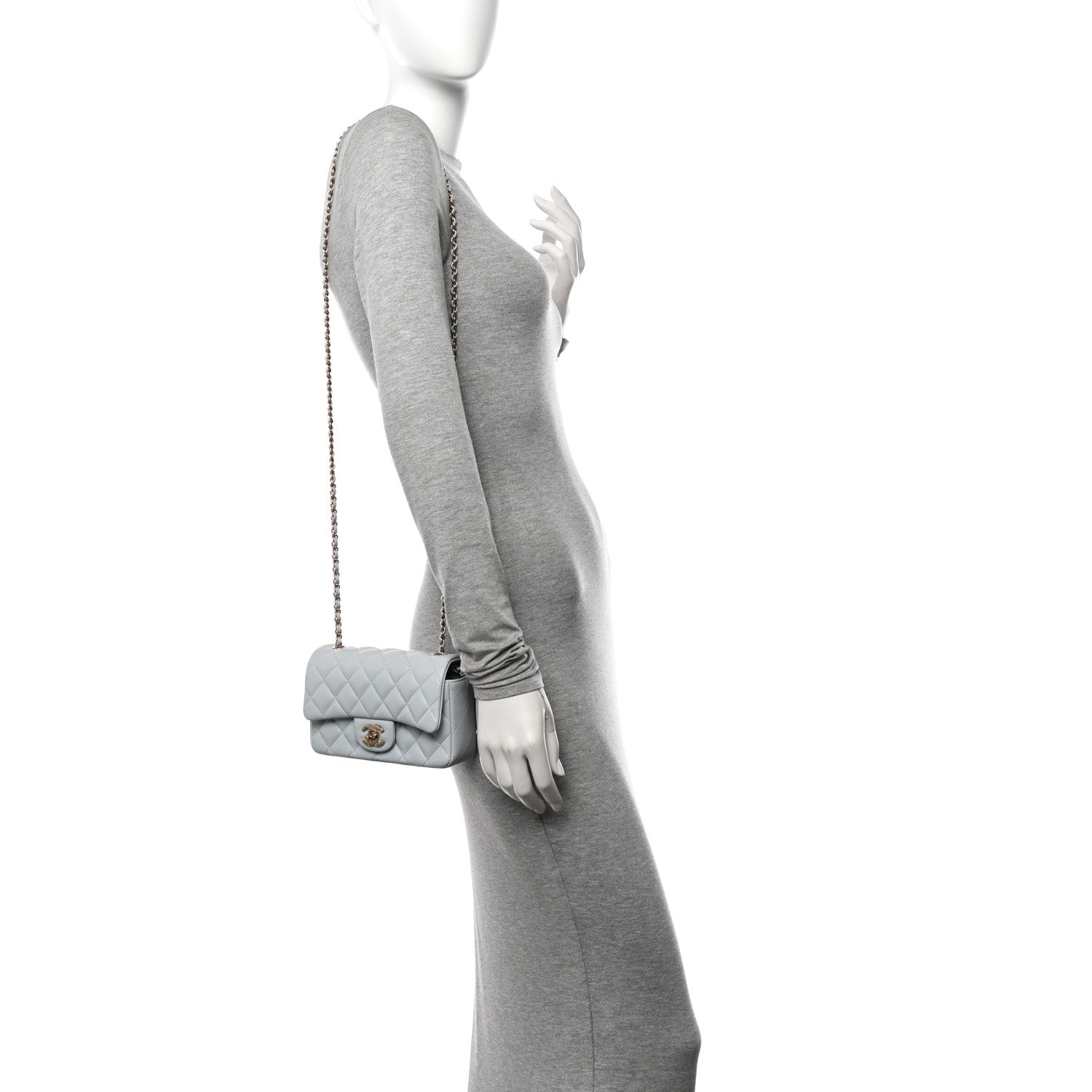 Chanel Lambskin Quilted Extra Mini Rectangular Flap Light Blue 2 of 11