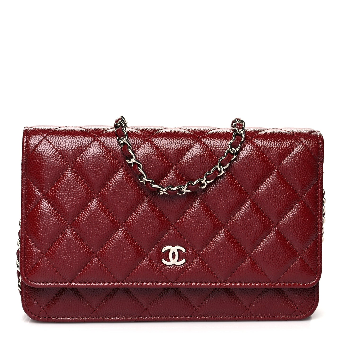 Caviar Quilted Wallet On Chain WOC Dark Red