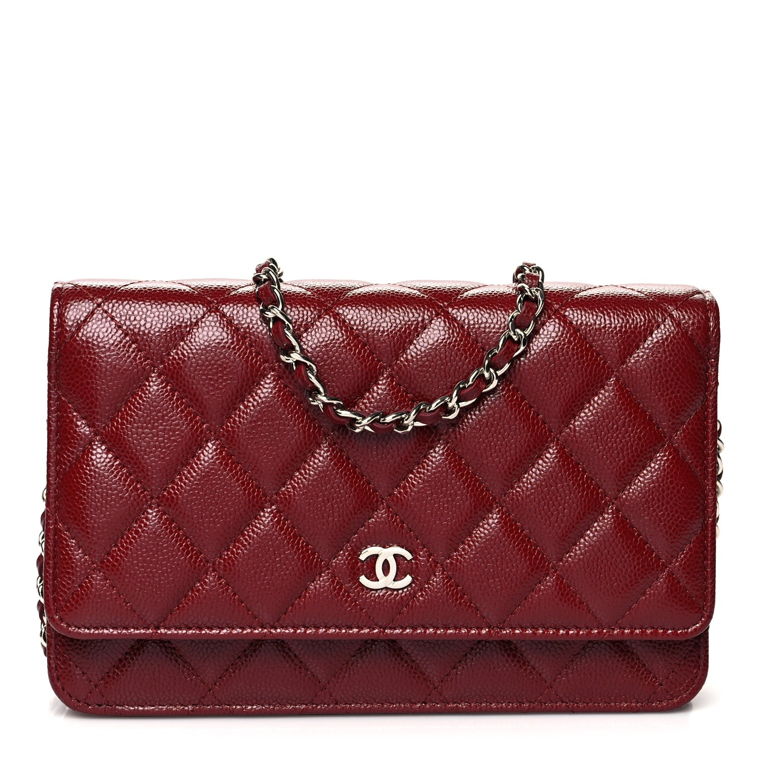 Chanel Caviar Quilted Wallet On Chain WOC Dark Red 1 of 11