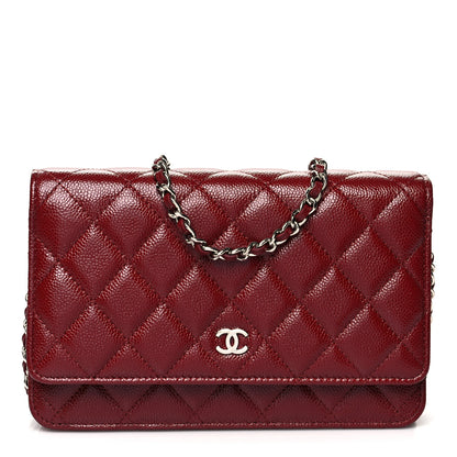 Chanel Caviar Quilted Wallet On Chain WOC Dark Red 1 of 11