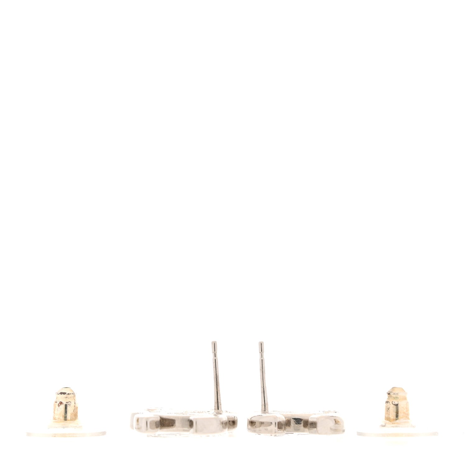 Chanel Baguette Crystal Double CC Earrings Silver 3 of 5