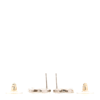 Chanel Baguette Crystal Double CC Earrings Silver 3 of 5