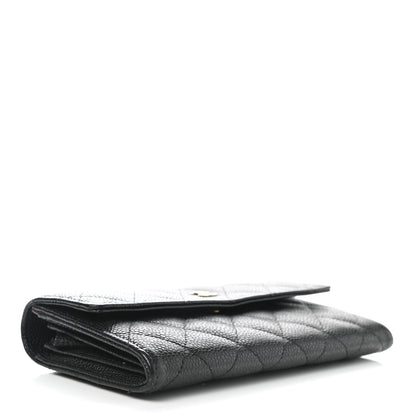 Chanel Caviar Quilted Large Gusset Flap Wallet Black 4 of 8