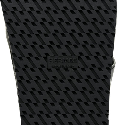 Hermes Calfskin Womens Chypre Sandals 37.5 Black 6 of 11