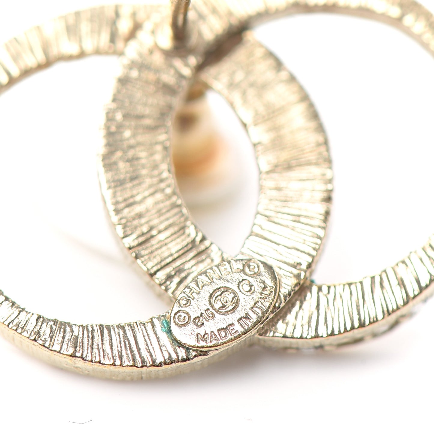 Crystal CC Moon Earrings Gold
