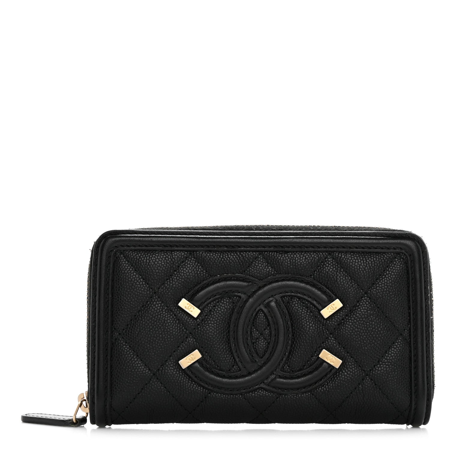 Chanel Caviar Quilted Medium Filigree Zip Around Wallet Black 1 of 11