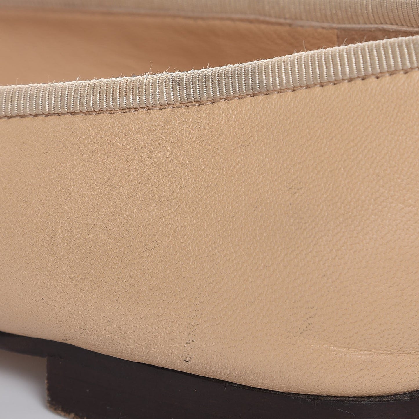 Lambskin Cap Toe Ballerina Flats 36 Beige Black
