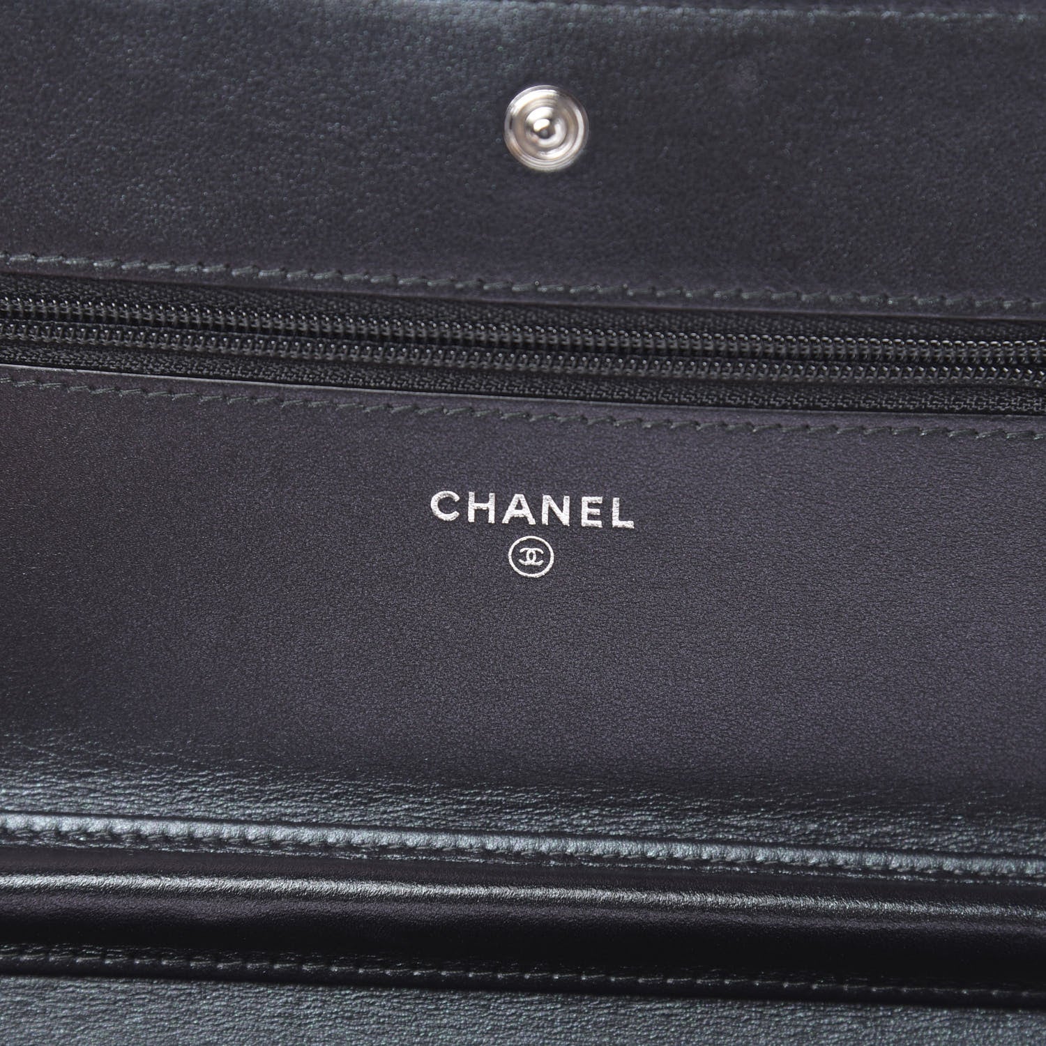 Chanel Patent Metallic Crumpled Calfskin Quilted Wallet On Chain WOC Navy 6 of 12