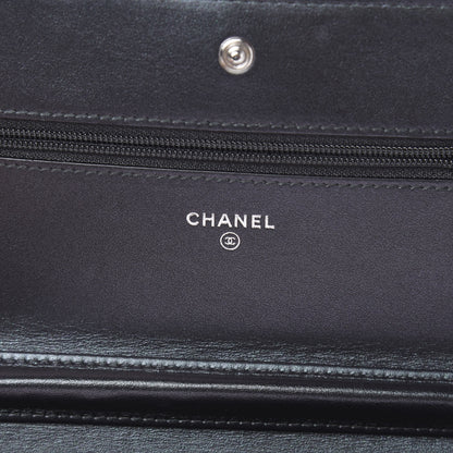 Chanel Patent Metallic Crumpled Calfskin Quilted Wallet On Chain WOC Navy 6 of 12