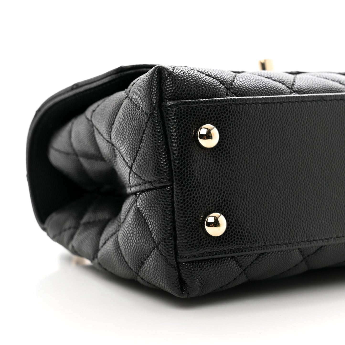 Caviar Quilted Mini Coco Handle Flap Black