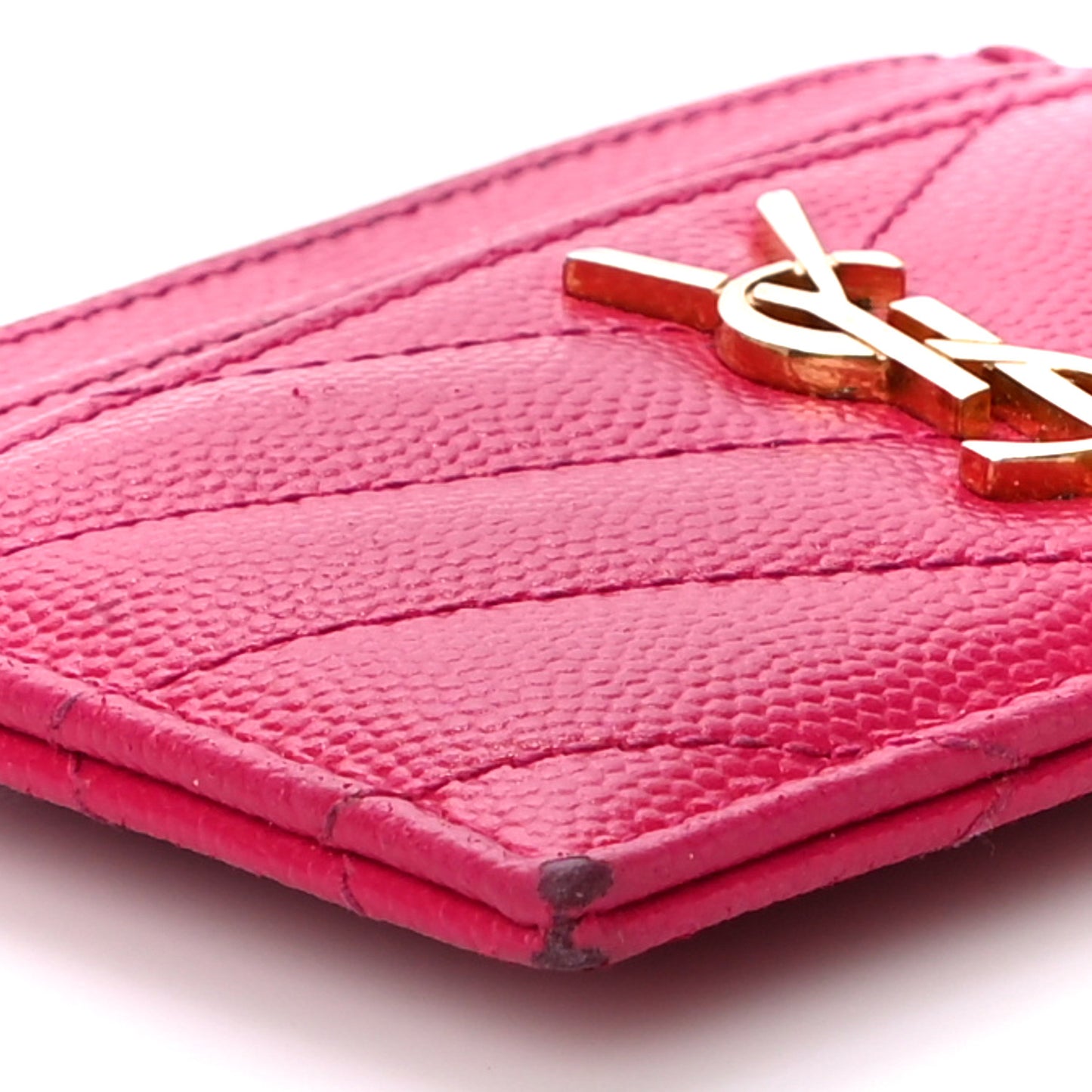 Grain De Poudre Matelasse Chevron Monogram Credit Card Case Bubblegum