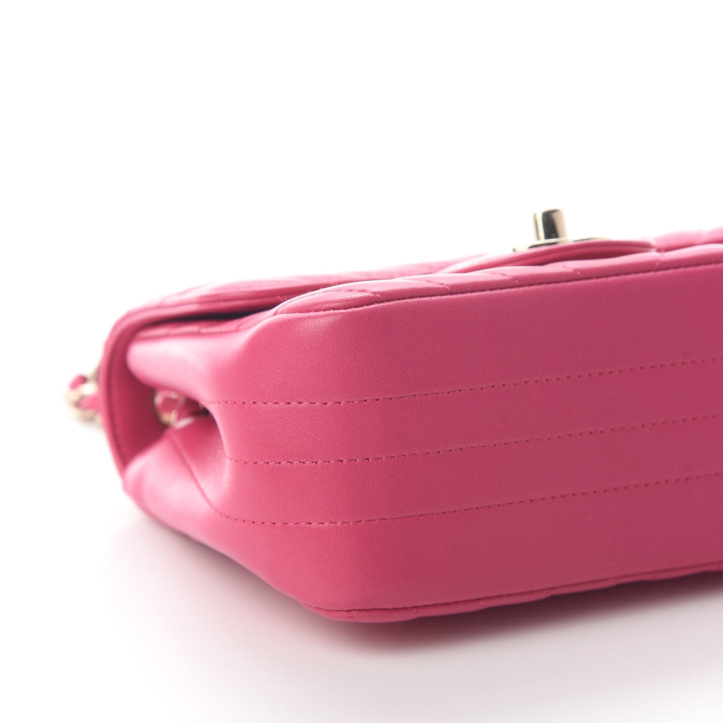 Lambskin Chevron Quilted Mini Square Flap Fuchsia