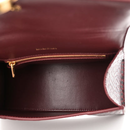 Balenciaga Shiny Calfskin Crocodile Embossed Small Hourglass Top Handle Bag Dark Red 5 of 11