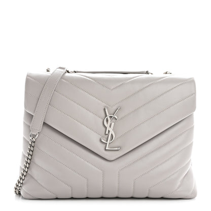 Saint Laurent Calfskin Y Quilted Monogram Medium Loulou Chain Satchel Granite 1 of 10