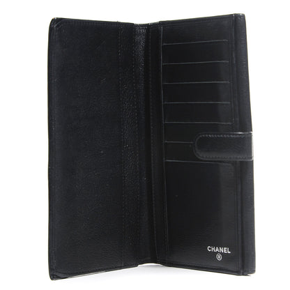 Chanel Goatskin Camellia Embossed Flap Wallet Black 5 of 8