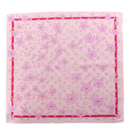 Louis Vuitton Cotton Monogram Cherry Blossom Square Scarf Pink 1 of 4