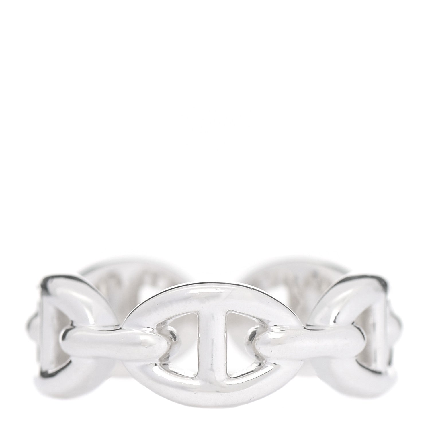 Hermes Sterling Silver PM Chaine d'Ancre Enchainee Band Ring 50 5.25 1 of 9