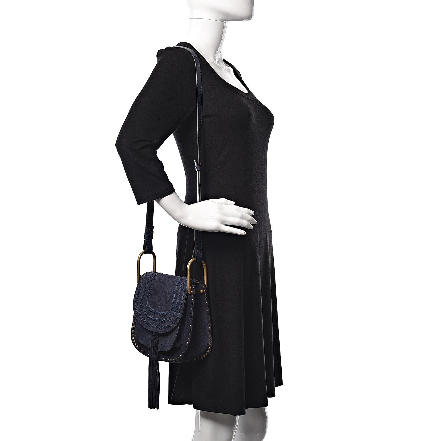 Chloe Suede Calfskin Braided Small Hudson Shoulder Bag Full Blue 2 of 12