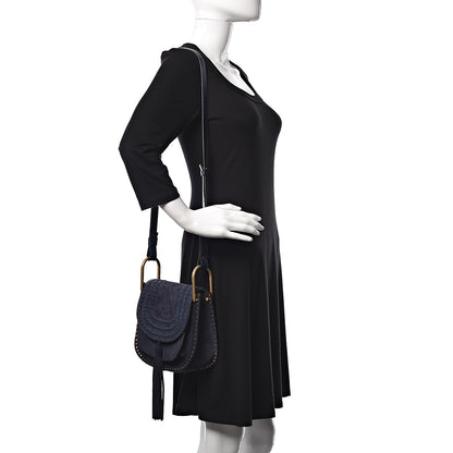 Chloe Suede Calfskin Braided Small Hudson Shoulder Bag Full Blue 2 of 12